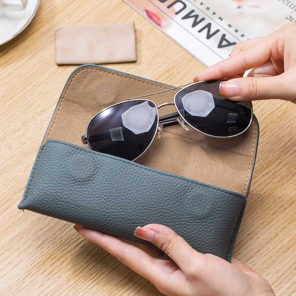 Genuine Leather Reading Glasses Bag Case For Man Women Student Sunglasses Storage Holder Pouch Eyeglasses Box Eyewear Protector 241231