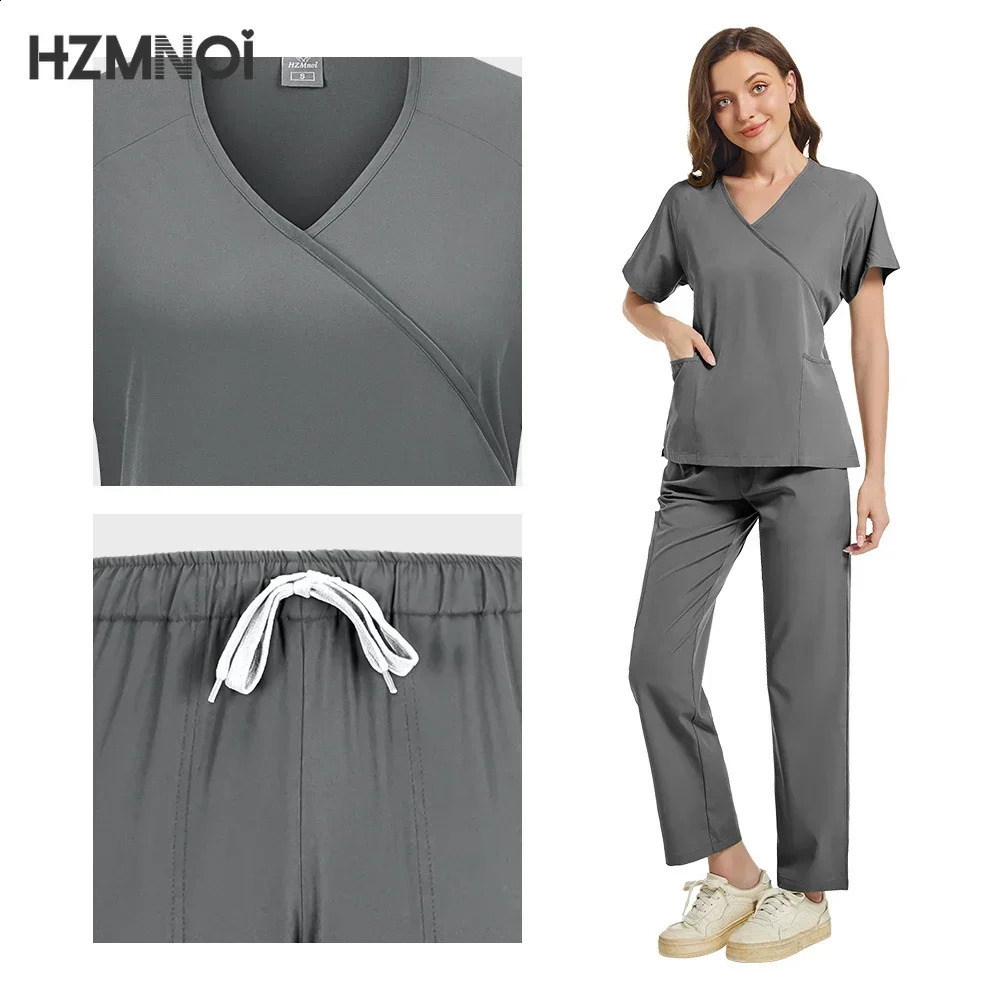 Nurse Scrubs Fashion Scrub Soft Breathable Jogger Pants Set Woman Nursing Clinical Doctor Workwear 241230