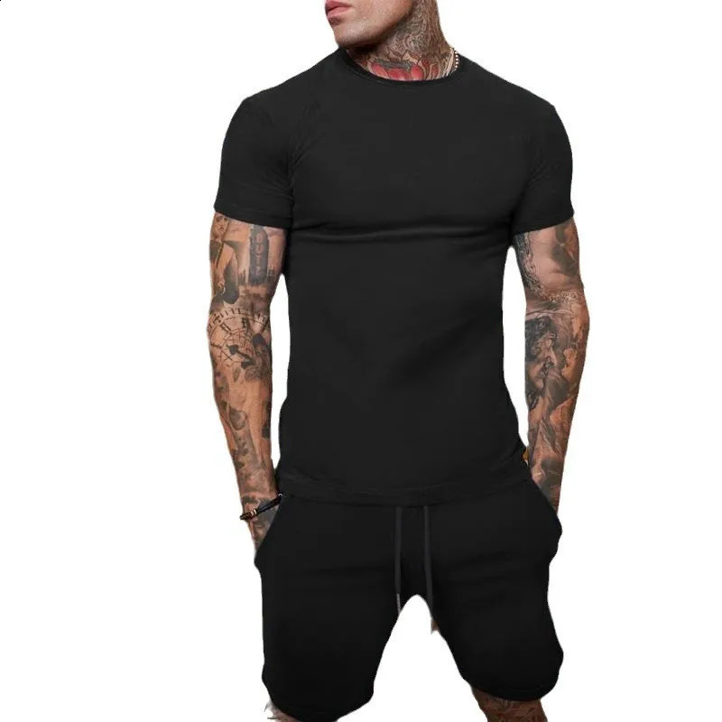summer mens sports shirt short sleeved T-shirtsports shirt quick drying breathable cool gym set two-piece set 241231