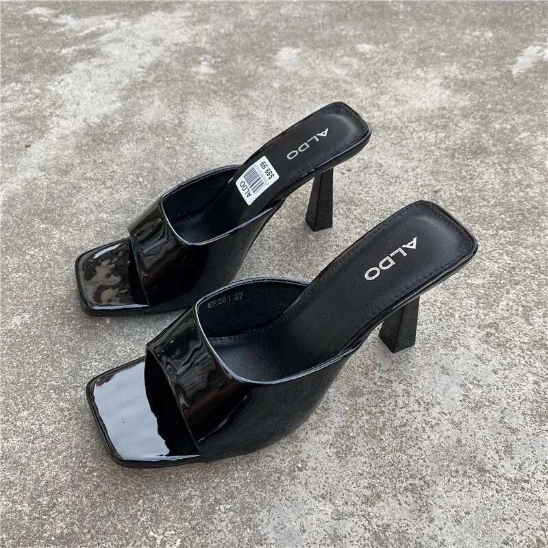 New Shoes European and American Fashion Square Head Thin High Heel Sexy Slippers Women atos De Mujer