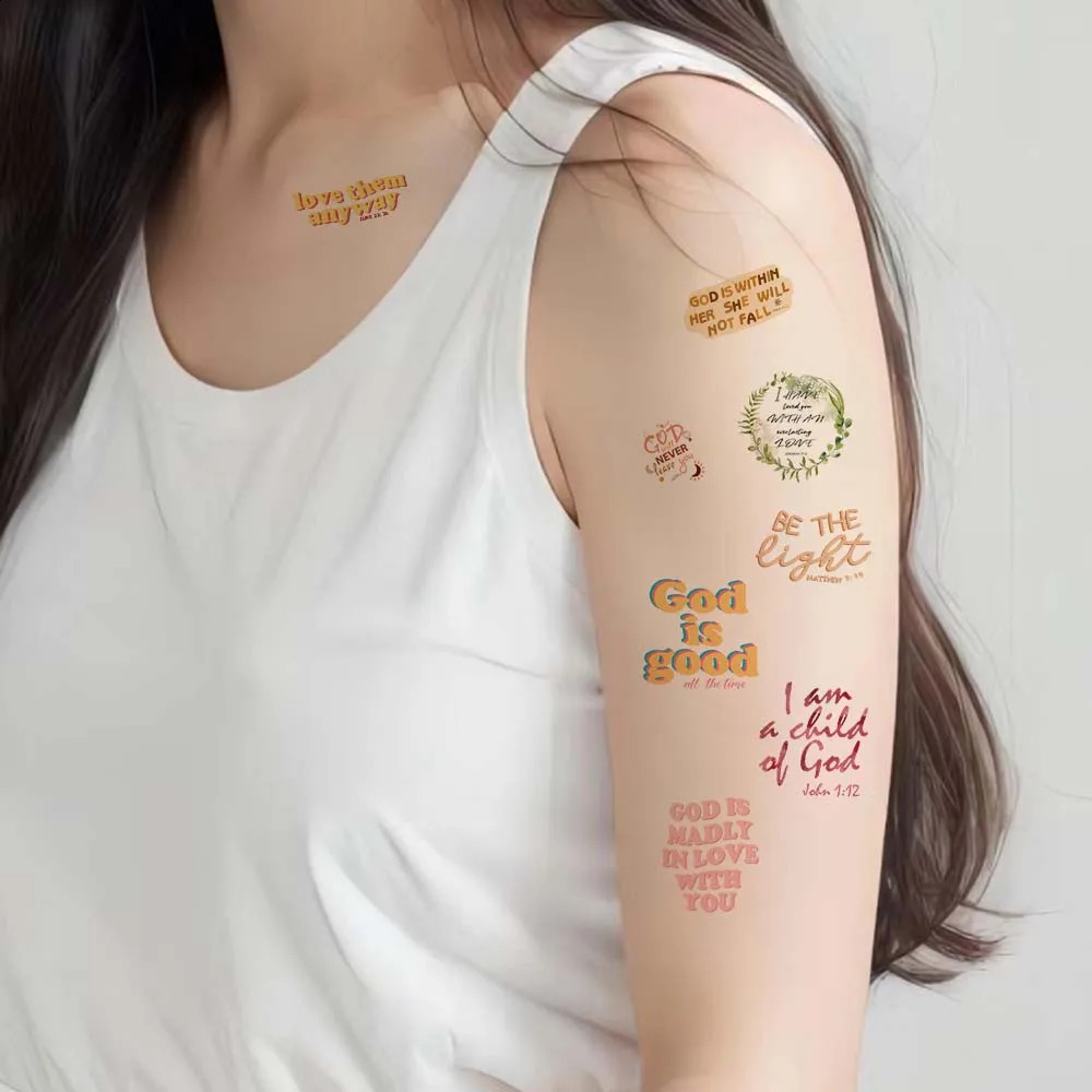 10pcsset Bible verse tattoo stickers diy body decoration disposable 241230