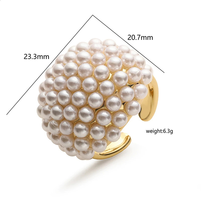 HECHENGLarge faux pearl ring Star Heart Round Shape Ring for Women Elegant temperament fashion finger 241225