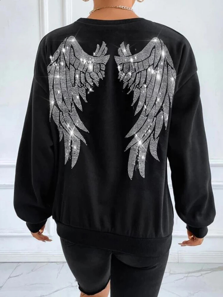 Y2k clothes Oversized Wing Drop Shoulder Sweatshirt Women Hoodie 241223