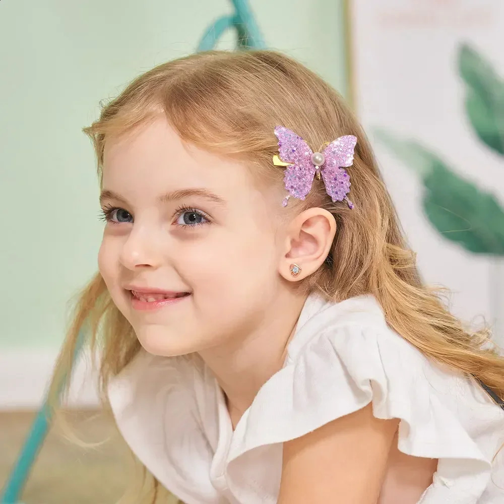 Pcs Colorful Butterfly Hairpins Girl Hair Clips Barrette Sweet Ornament Rainbow Headwear Fashion Accessories 241230z