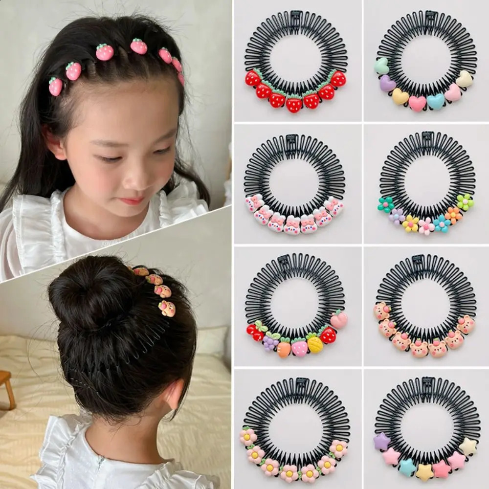 Children Full Circle Stretch Comb Teeth Spring Headband Girls Invisible Hair Circles Hairband Fixed Combs 241230