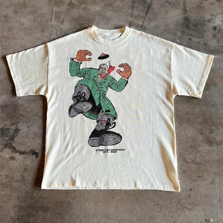 Y2K top mens American Harajuku hip-hop gothic cartoon graphic printing oversized T-shirt cotton short sleeved dress 241230