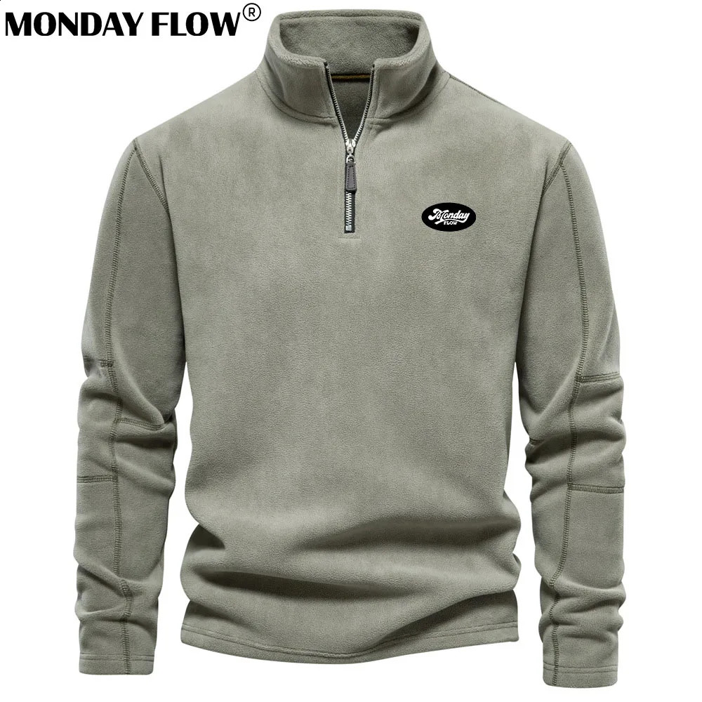 Monday Flow Autumn Mens Polar Fleece Golf Sports Windbreaker Jacket Windproof Keep Warm Sports Winter Outdoor Golf Clothing 241225