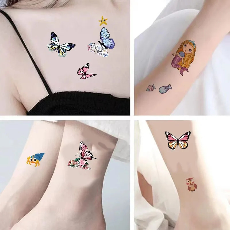 10PCS Tattoos for Children Transfer Kids Mini Waterproof Festival Glitters Face Unicorn Animals Stickers 241230