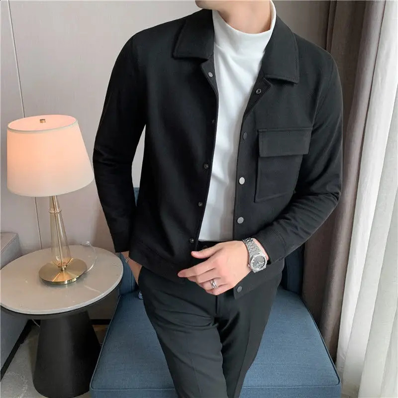 High-quality Autumn Winter Wool Blends Jackets Men Fashion Slim Casual Business Short Trench Coat Streetwear Social Men Clothing 241225
