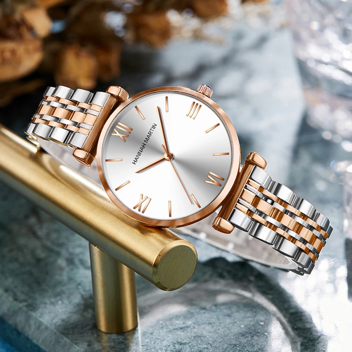 Fashion Rose Gold Stainless Steel Women Watch Elegent Japan Movement Quartz Wristwatch Simple Round Dial Waterproof 241225