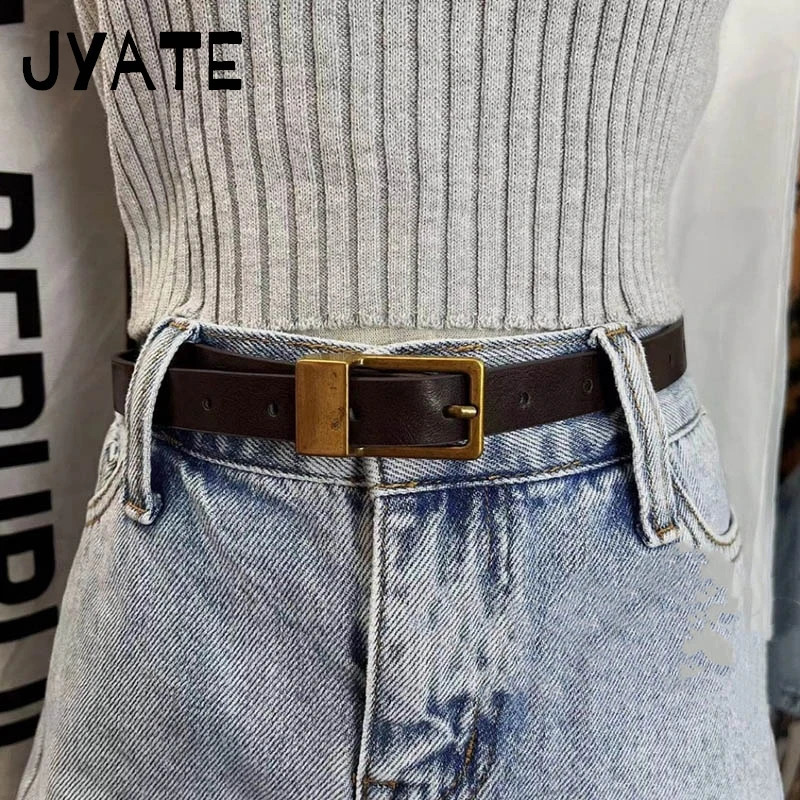 Fashion Metal Buckle Brown Belt Women Casual Vintage Rock n Roll Punk Streetwear Chic Belts Y2K 241231