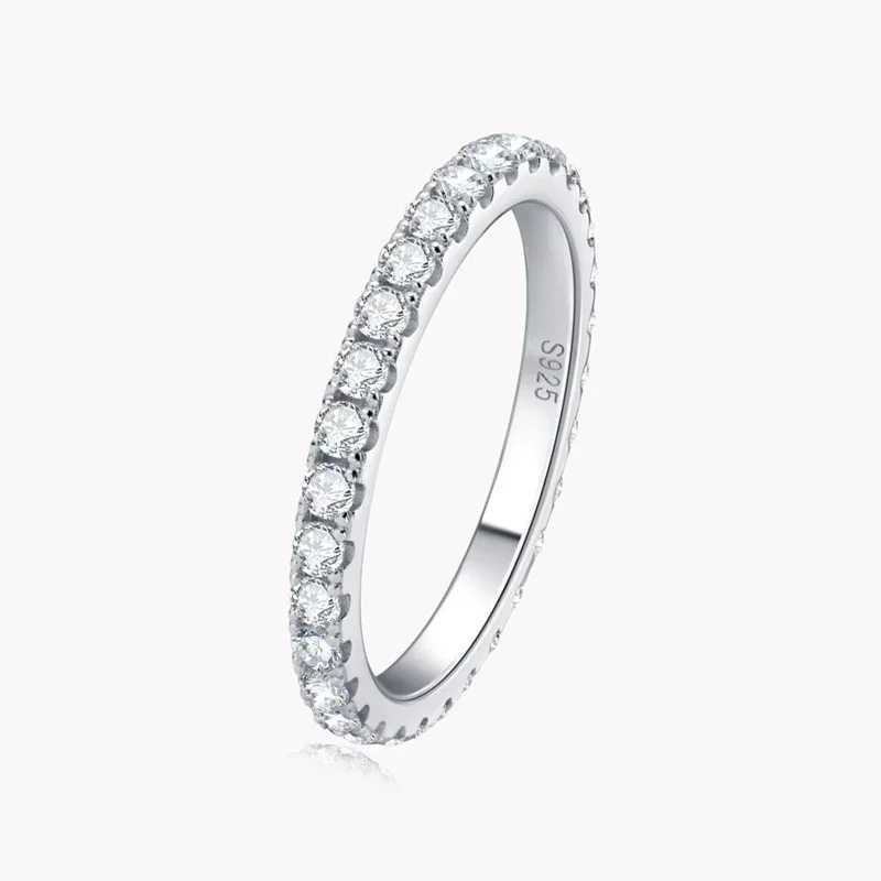 NeeTim D Color 2mm Full Moissanite Diamond Ring for Women Sterling Silver 925 with Gold Plated Wedding Bridal Band Rings Jewelry