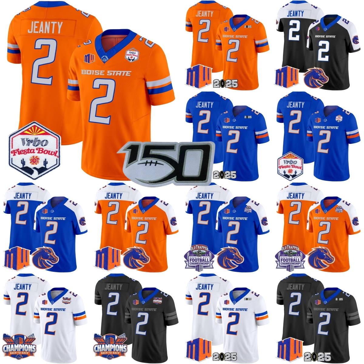 FreeShipping Custom 2025 New Boise State Broncos College Football 2 Ashton Jeanty Jersey All Stitched S-6XL Man Women Youth Kids Boys Jeanty for 150th Patch Bowl