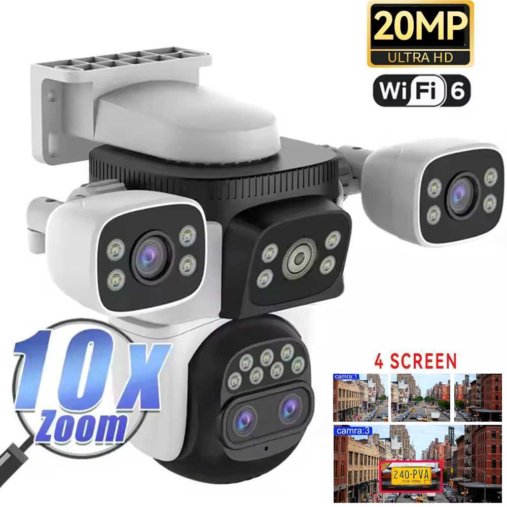 WiFi 10K Lens 20MP Four Sns Optical 10X Zo CCTV Video Auto Tracking 360 Surveillance Security Camera Z241231
