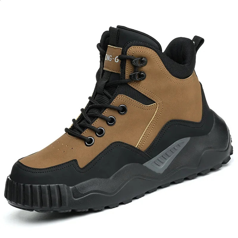 high top safety shoe for work waterproof shoes men anti smash steel toe boots puncture sneakers 241225