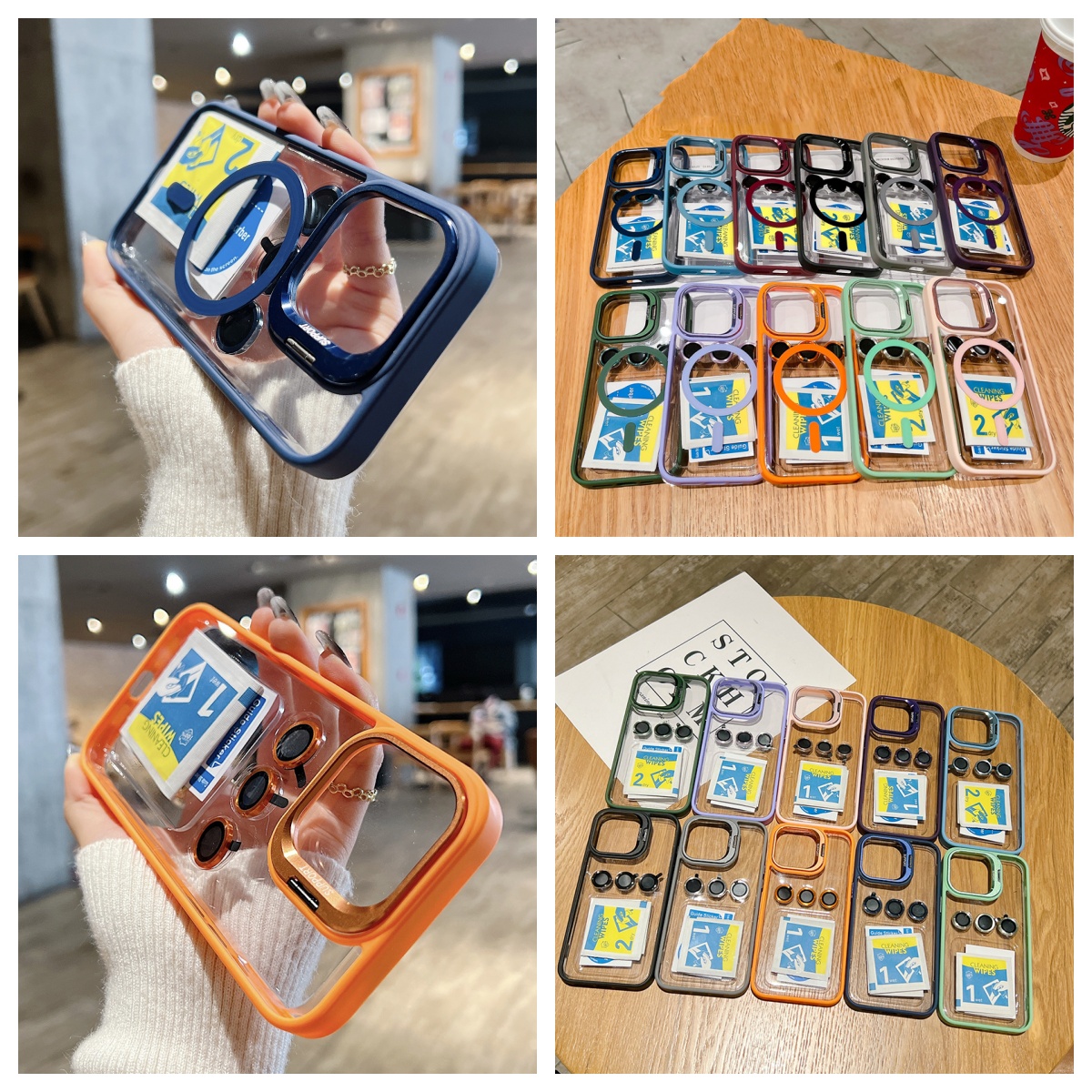 Luxury Lens Stand Holder Clear Matte Acrylic Magnetic For Magsafe Wireless Charging Hard Case With Eagle Eyes Camera Protector For iPhone 17 16 16e 15
