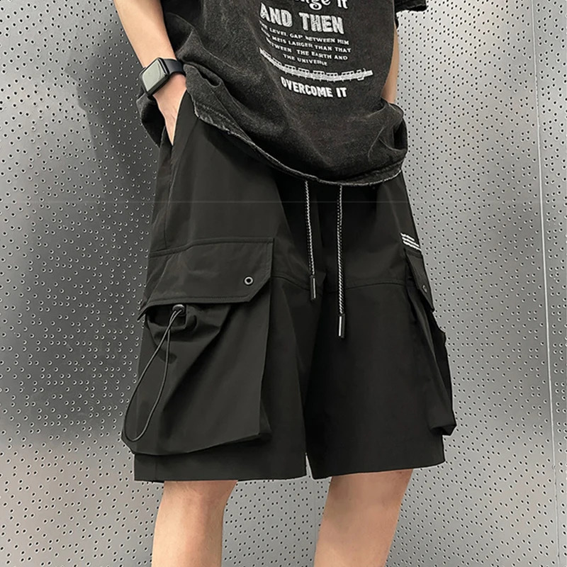 2025 Japanese retro luggage mens cargo shorts with multiple pocket drawers y2k shorts casual streetwear Bermuda mens 241231