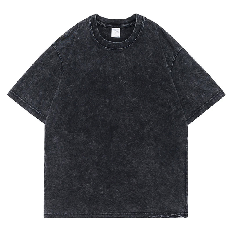 American mens T-shirt cotton loose crew collar oversized mens T-shirt Y2k casual retro short sleeved T-shirt 241231