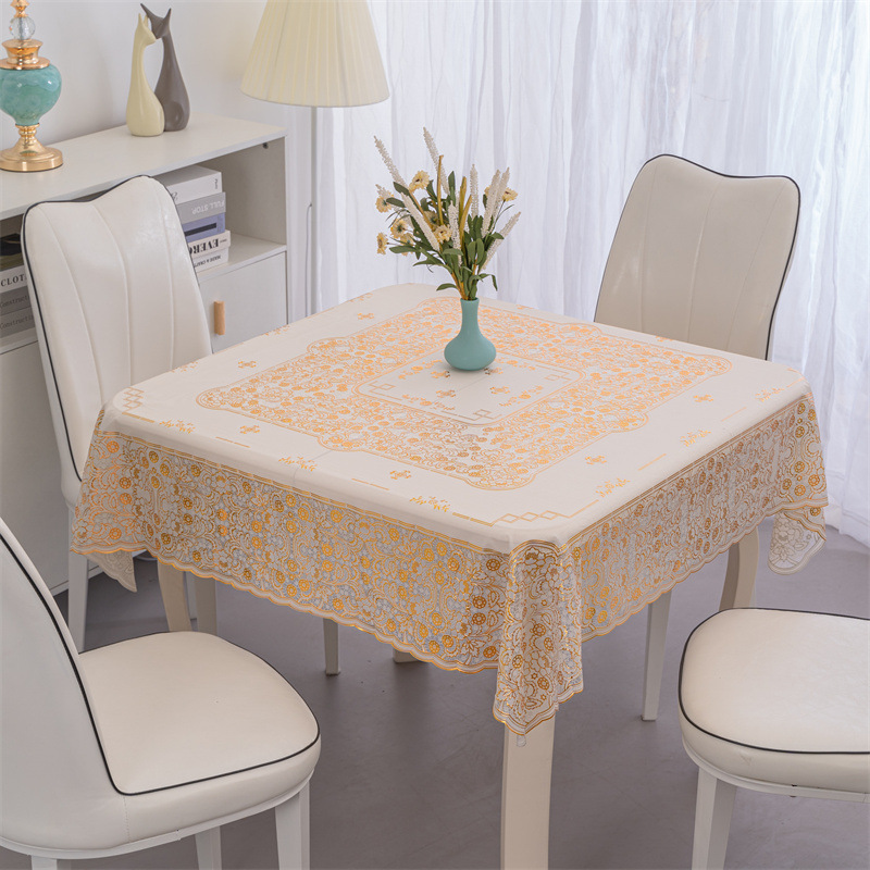 European Pastoral Coffee Table Cover Dining Table Plastic Waterproof and Oil-proof Leave-in Tablecloth CV