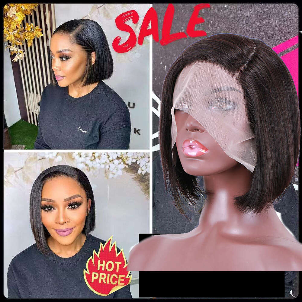 Lace front wig cover T-shaped single show true short hair wig T-shaped front lace side wave cover Lace wave wig HD high breathable lace hair cover