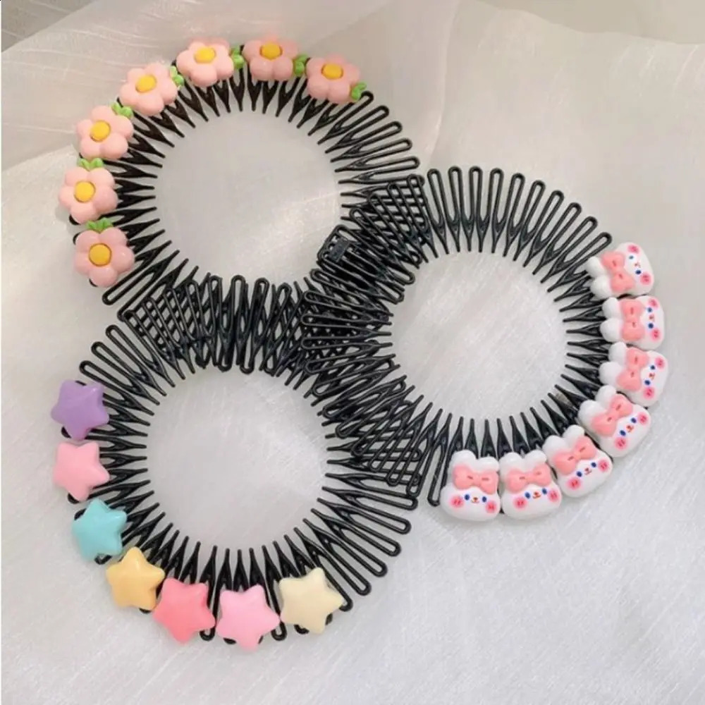 Children Full Circle Stretch Comb Teeth Spring Headband Girls Invisible Hair Circles Hairband Fixed Combs 241230