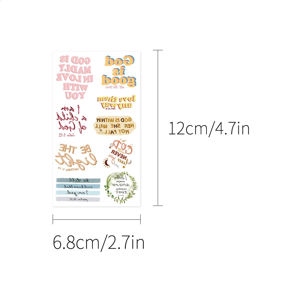 10pcsset Bible verse tattoo stickers diy body decoration disposable 241230