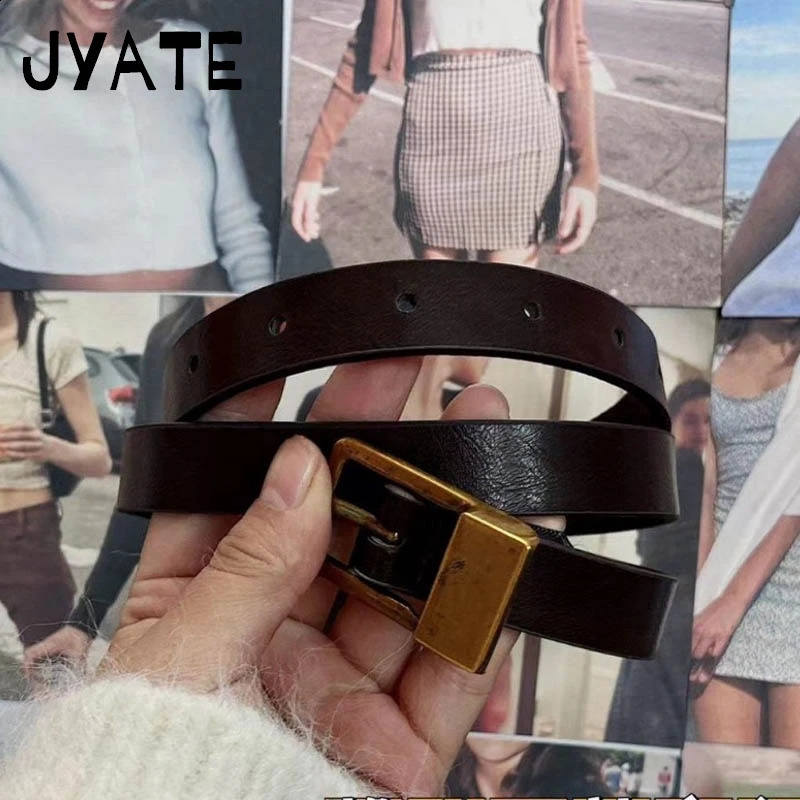 Fashion Metal Buckle Brown Belt Women Casual Vintage Rock n Roll Punk Streetwear Chic Belts Y2K 241231
