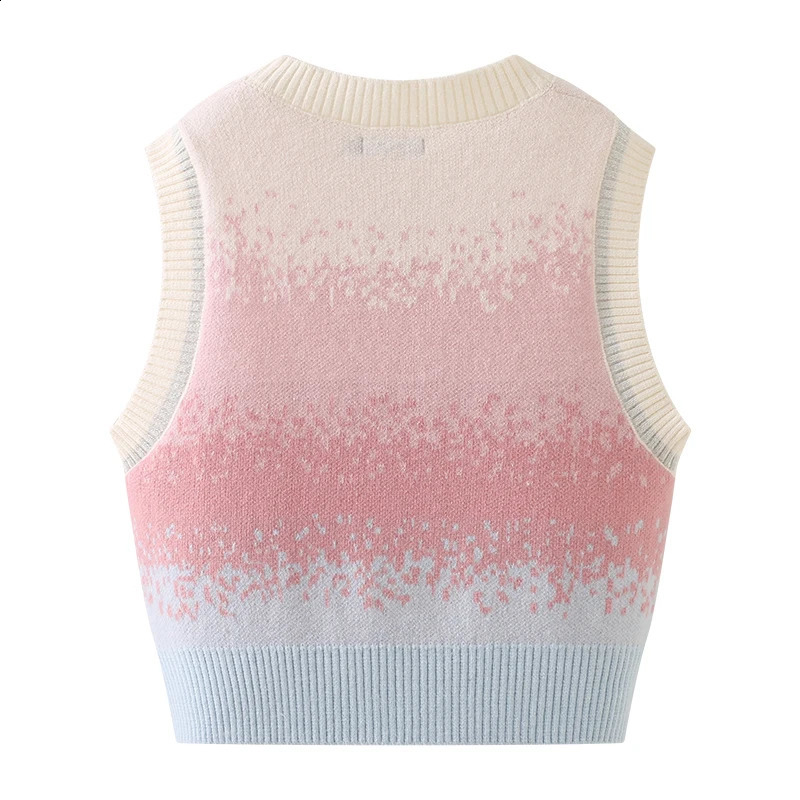 HELIAR Women Flower Embroidery Gradient Sweet Sweater Vest ONeck Casual Harajuku Pullovers Sleeveless Knitted Vest Top Summer 241231m