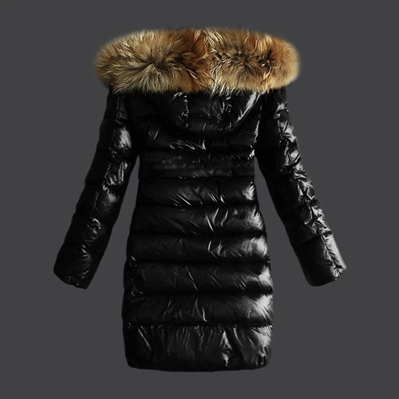 Winter Womens Basic Black Hooded CottonPadded Clothes With Faux Fur Collar Warm Quilted Jackets Waterproof PU Leather Outwears 241223