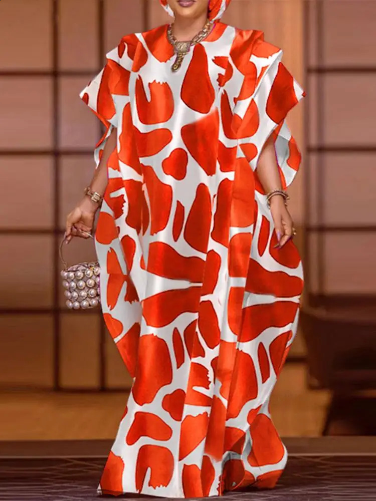 Womens Party Long Dress VONDA Bohemian Sundress Summer Batwing Sleeve Printed Dress Casual Loose Robe Fashion Tank Top 241231