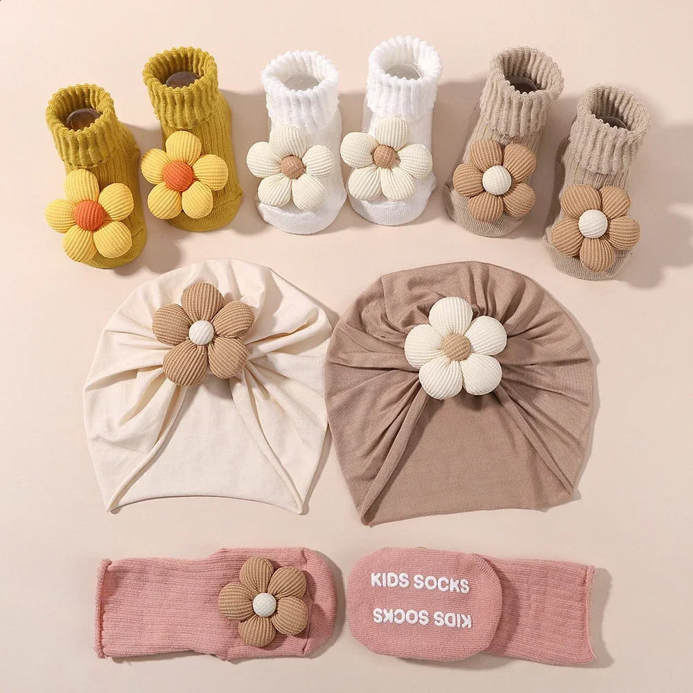01Y Lovely Cartoon Baby Socks Hair Band Set Infant Toddler Non Slip Breathable Short born Headband Gift Po Props 241230