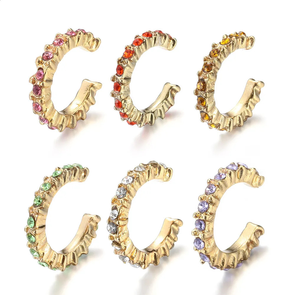 Bohemian Not Pierced Ear CZ Cuff Earrings Cubic Zirconia Round Clip Earring Fashion Women Jewelry Party 241225