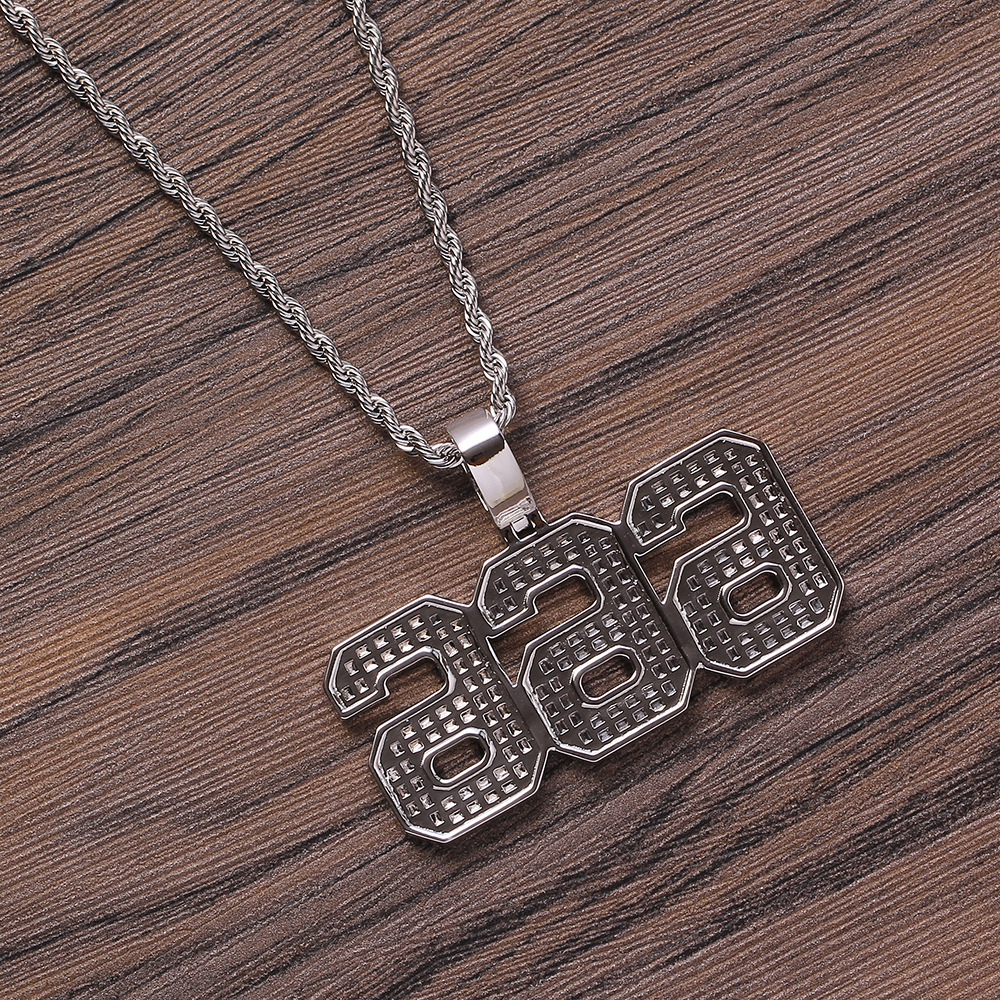 Hip Hop Charm DIY Custom 0-9 Numbers Pendant Necklace Jewelry 5A T Zircons Mens Women Gift