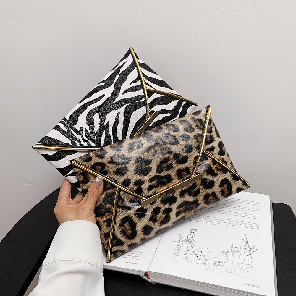 Vintage Leopard Zebra Cow Print PU Leather Day Clutches Women Large Envelope Bag