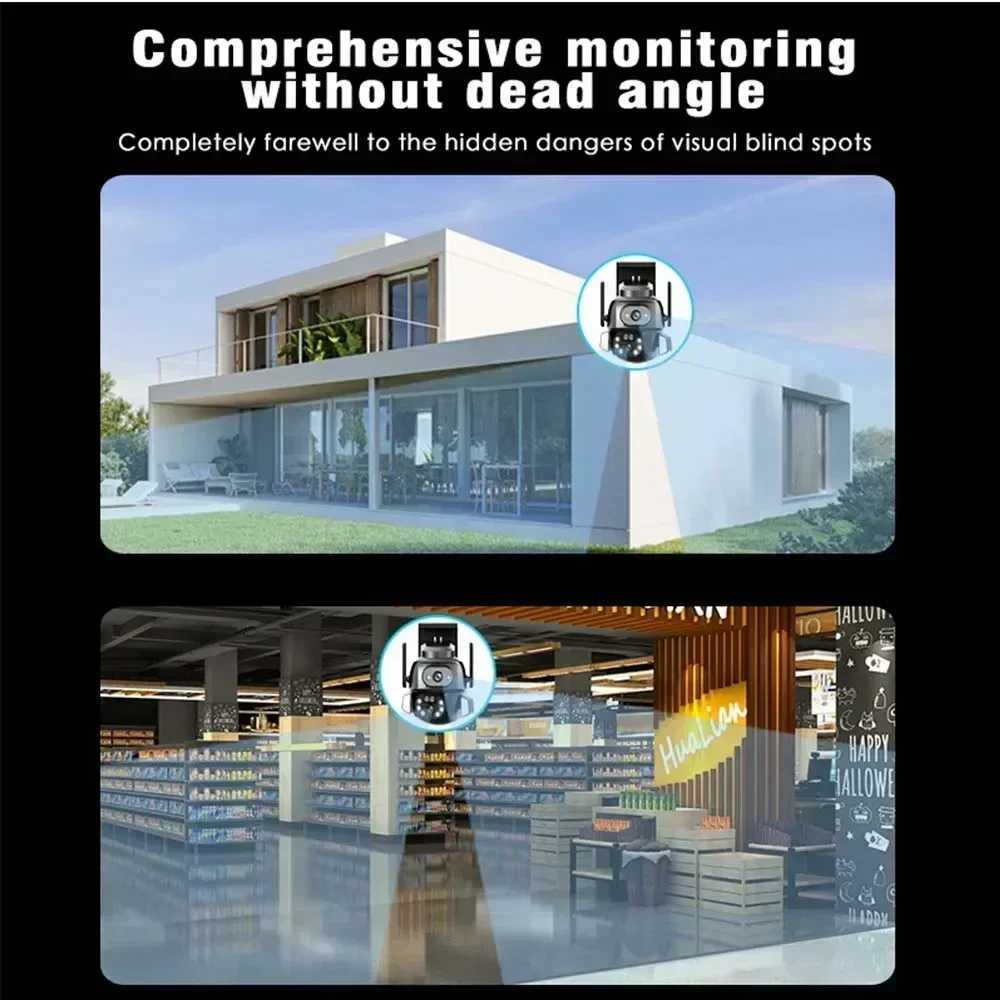 4K 8MP WIFI Camera TUYA APP Dual Sn Cam Binocar AI Body Autatic Tracking CCTV Security Intelligent IP66 Monitoring Z241231
