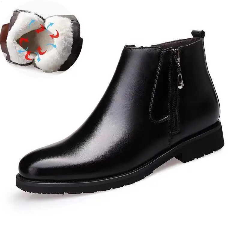 2024 Warm Mens Shoes with Thick Velvet and Casual Leather Boots for Winter Outdoor Wear resistant Bottom Snow 241225