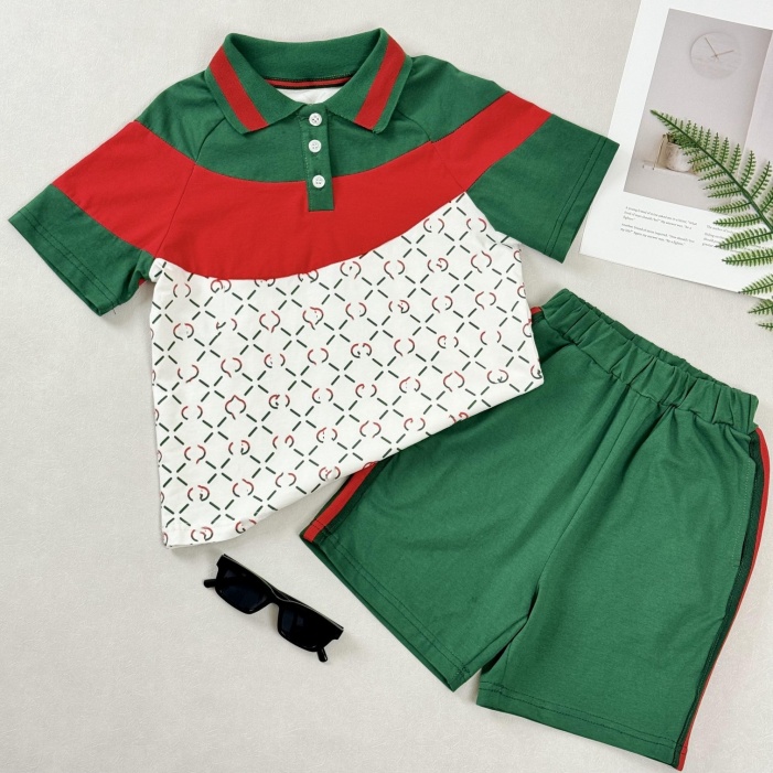 Children's Designer Children's clothing set Summer Boys and Girls sports set Baby short sleeve clothes Children's set size 90cm-160cm A17