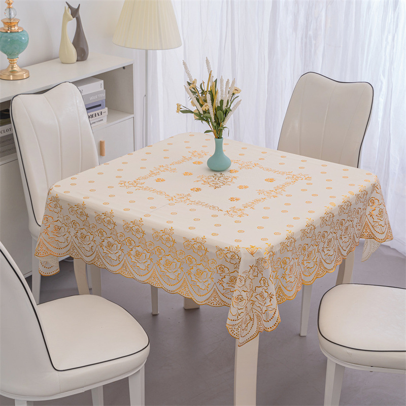 European Pastoral Coffee Table Cover Dining Table Plastic Waterproof and Oil-proof Leave-in Tablecloth CV