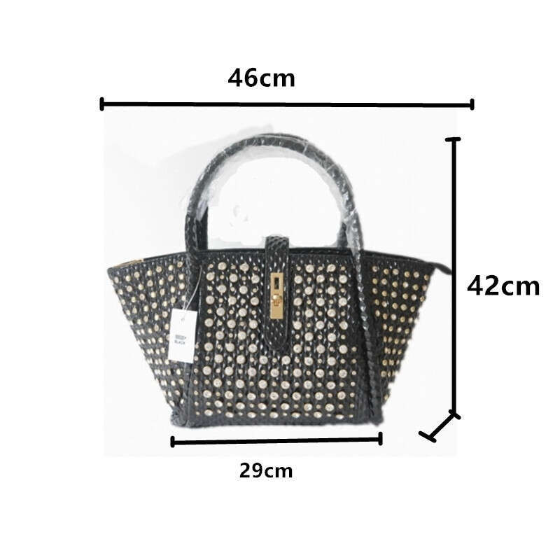 Fashion Dias Women Handbags Genuine Leather Female Dumpgs Shoulder Slung Bag Drill Lock Messenger Crossbody Bags