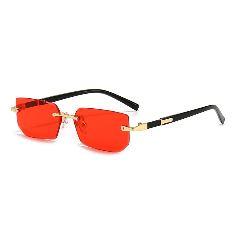 Rimless Sunglasses Rectangle Fashion Women Men Shades Small Square Sun Glasses For Female Male Summer Traveling 241228