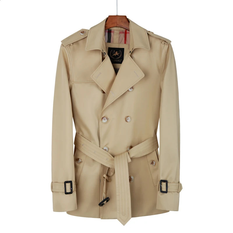 2024windbreaker mens Short length double breasted Beige British handsome trend thickened detachable down liner trench coat men 241225