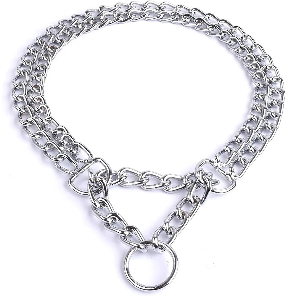 Stainless Steel Dog Choker Collar Martingale for Dogs Training Double Row Chain Heavy Duty Medium Large 241226