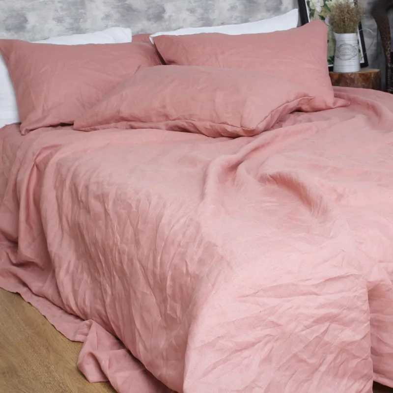 Organic linen bedding including down duvet covers and 2 low top bedding button or zipper duvet covers Y241231