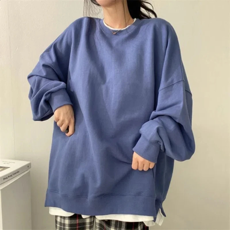 Spring Autumn Long Sleeve Loose Contrast Two Pieces Pullovers Top Casual Solid Youth Hoodies Korean Fashion Women Clothing 241223