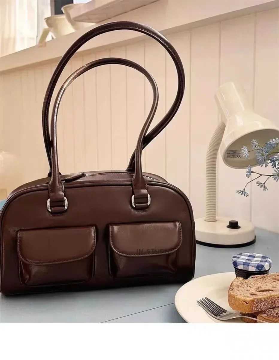 Korean Xu Yunzhen Sany Style Oil Bowling Bag Oll Bost Handbag Underarm Bag for Wen Y241231