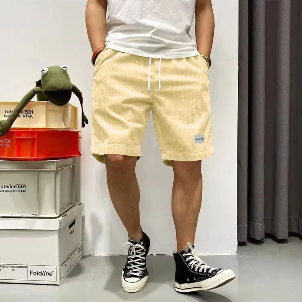 Mens summer shorts Corduroy shorts pocket loose shorts casual mens sports shorts elastic waist sports shorts 241231