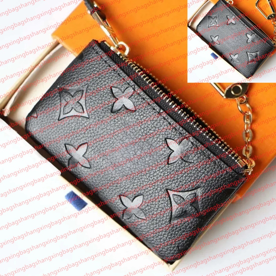 Luxury Designer With box Key Pouch Wallet Leather Card Holders Purse CLES Fashion Women Men Key Ring Credit Coin Purses Mini Wallets Charm Brown Canvas