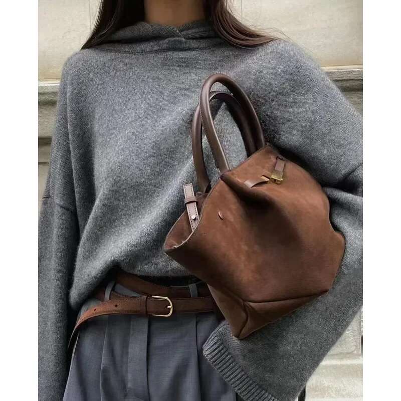 2024 New Autumn And Winter High-End Suede Frosted Tote Commuting Retro One-Shoulder Hand-Held Armpit Bag For Women