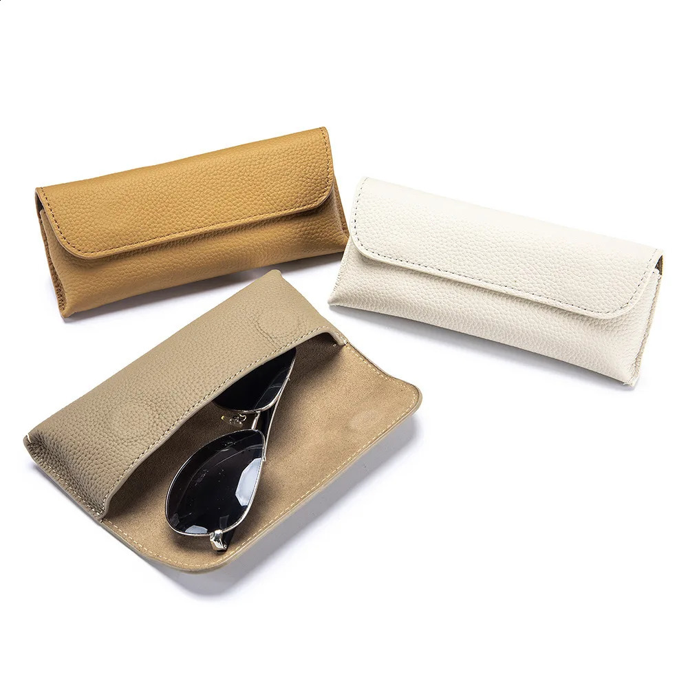 Genuine Leather Reading Glasses Bag Case For Man Women Student Sunglasses Storage Holder Pouch Eyeglasses Box Eyewear Protector 241231