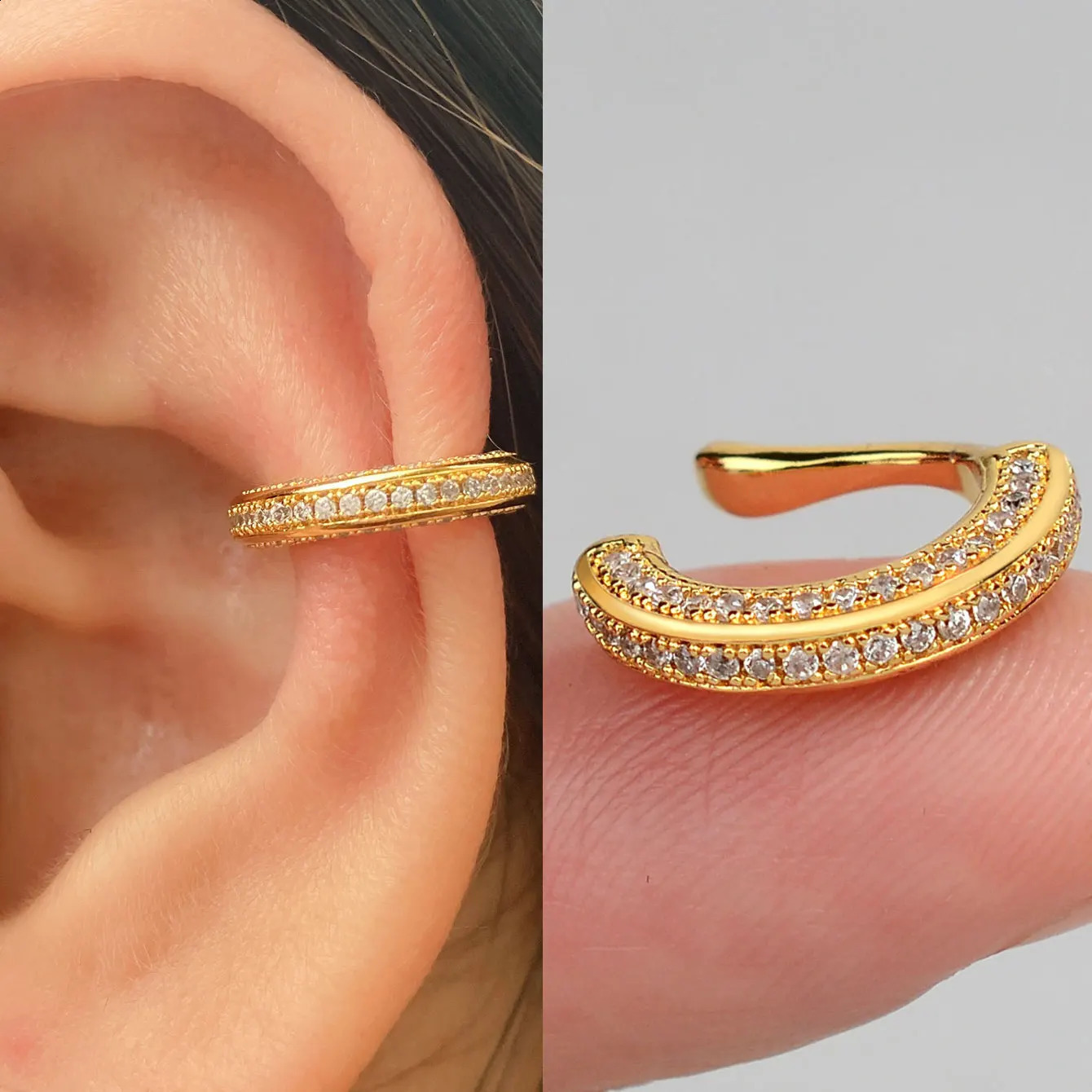 1PC Delicate Zircon Clip on Earrings Female Heart Ear Cuff No Piercings Cartilage for Women 2025 Fashion Jewelry 241225